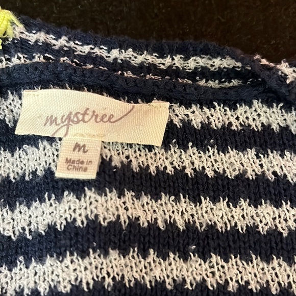 MYSTREE Lightweight Navy/White Stripe Sweater - Picture 7 of 8